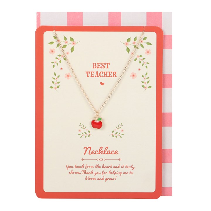Eleanoras Best Teacher Apple Necklace on Greeting Card 
