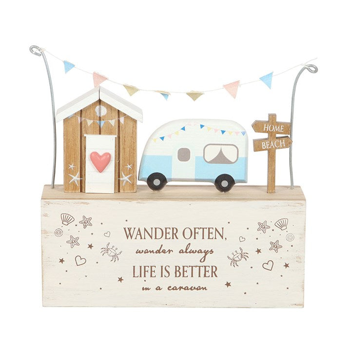 Eleanoras Wander Often Beach Hut Caravan Wooden Ornament 