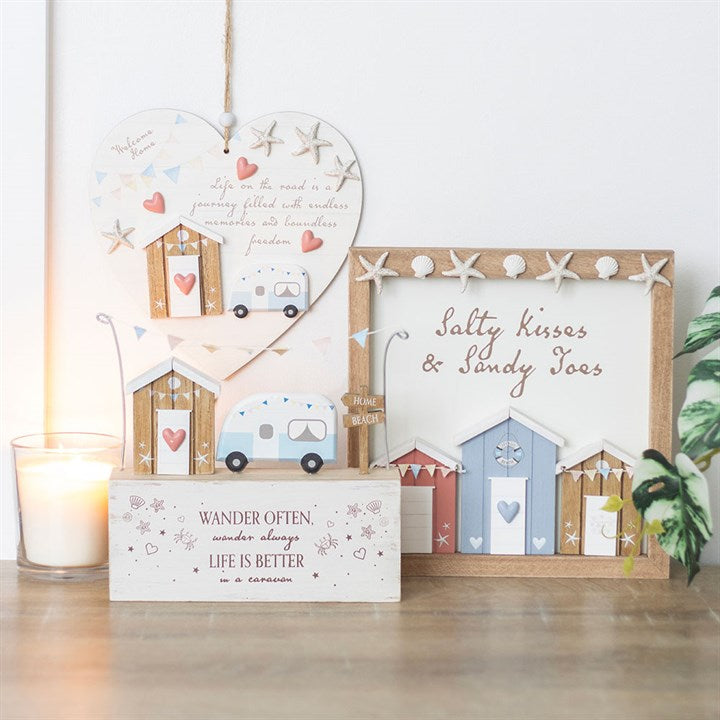 Eleanoras Wander Often Beach Hut Caravan Wooden Ornament 