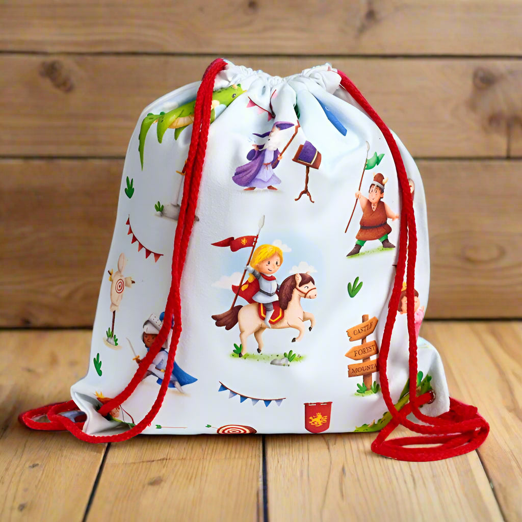 Eleanoras Knights & Dragons Canvas Drawstring Bag 