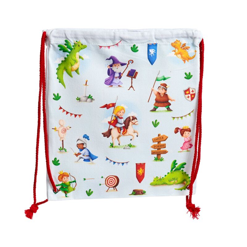 Eleanoras Knights & Dragons Canvas Drawstring Bag 