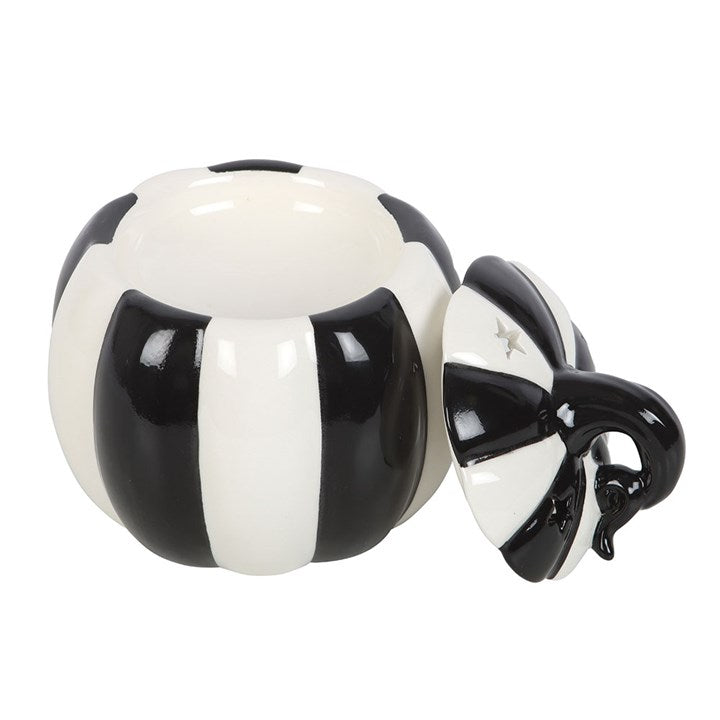 Eleanoras Black and White Striped Pumpkin Oil Burner Oil Burners