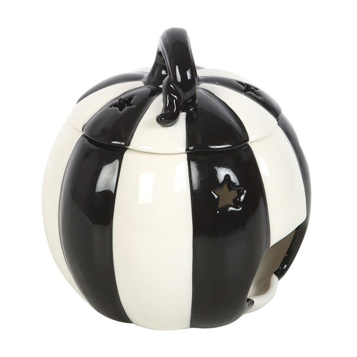 Eleanoras Black and White Striped Pumpkin Oil Burner Oil Burners
