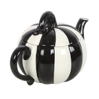 Eleanoras Black and White Striped Pumpkin Teapot 