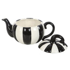 Eleanoras Black and White Striped Pumpkin Teapot 