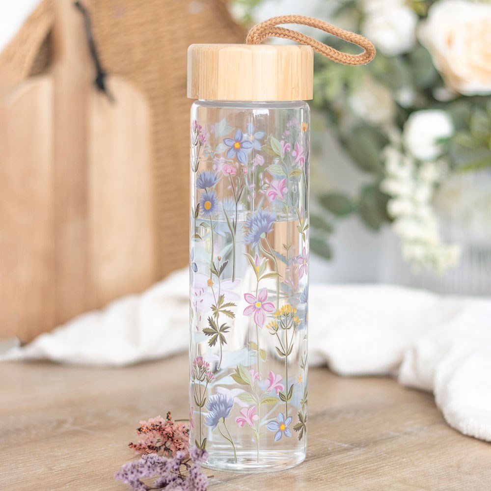 Eleanoras FLORAL PRINT GLASS WATER BOTTLE Bottles & Flasks