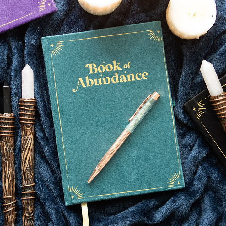Eleanoras Book Of Abundance Journal With Green Adventurine Crystal Pen Notebooks & Journals