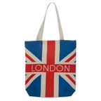 Eleanoras London Union Jack Flag Reusable Zip Up Cotton Bag Totes & Shopping Bags
