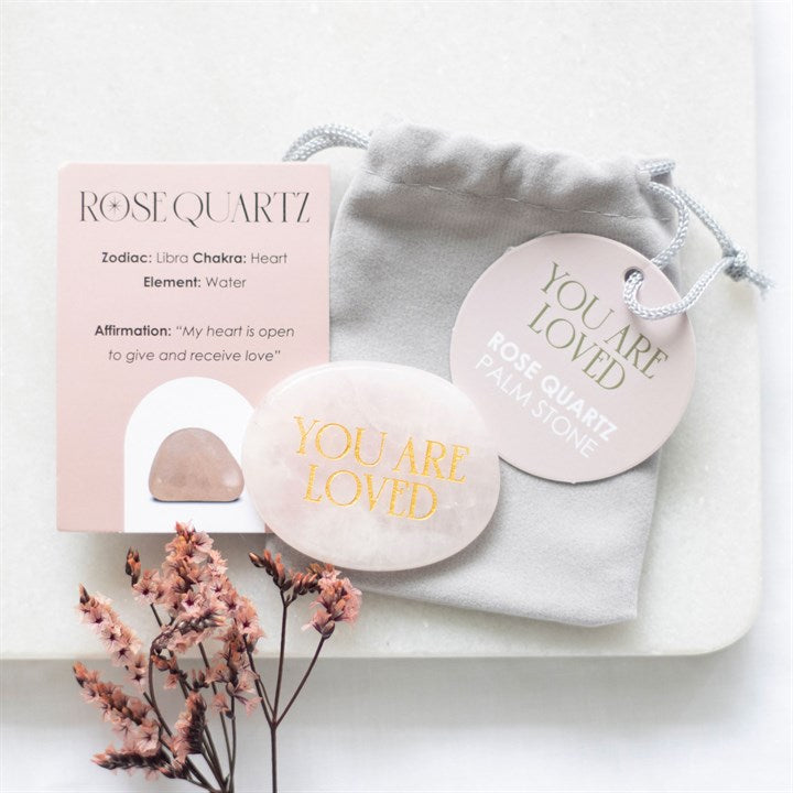 Eleanoras You Are Loved Rose Quartz Crystal Palm Stone Crystals