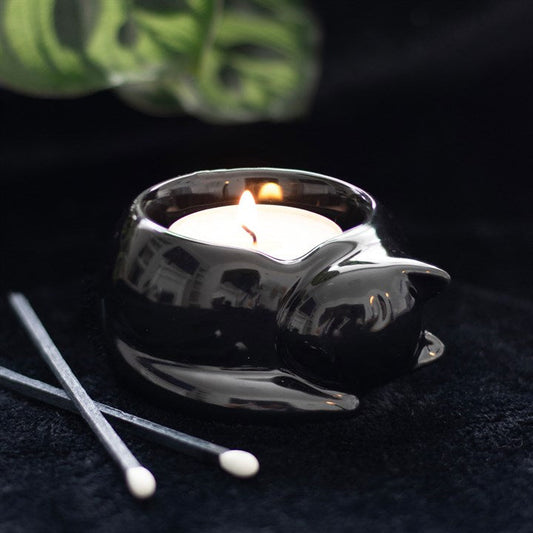 BLACK CAT TEALIGHT CANDLE HOLDER