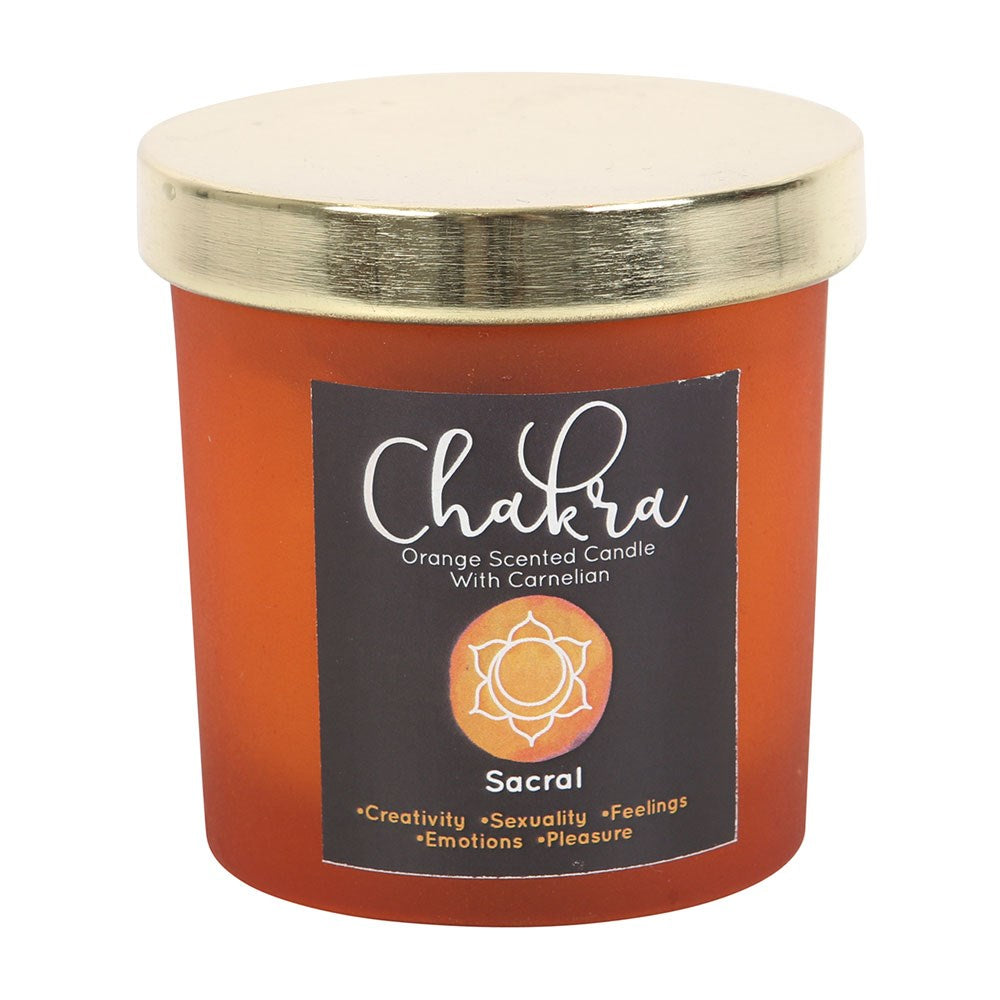 SACRAL CHAKRA ORANGE CRYSTAL CHIP CANDLE