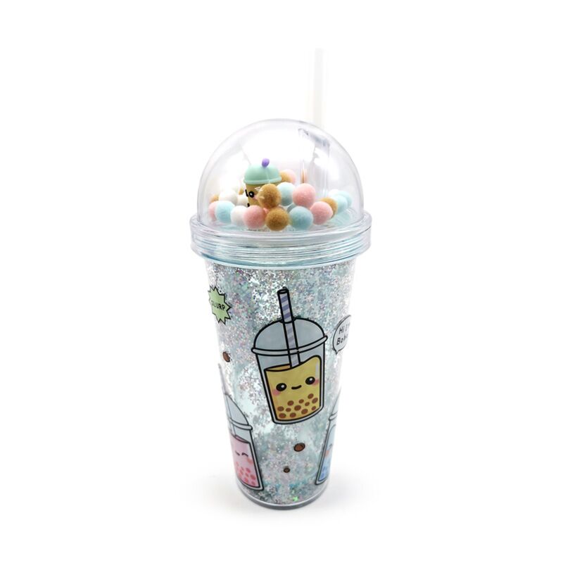 Eleanoras Foodiemals Bubble Tea Double Walled Cup & Straw with Charms Drinkware