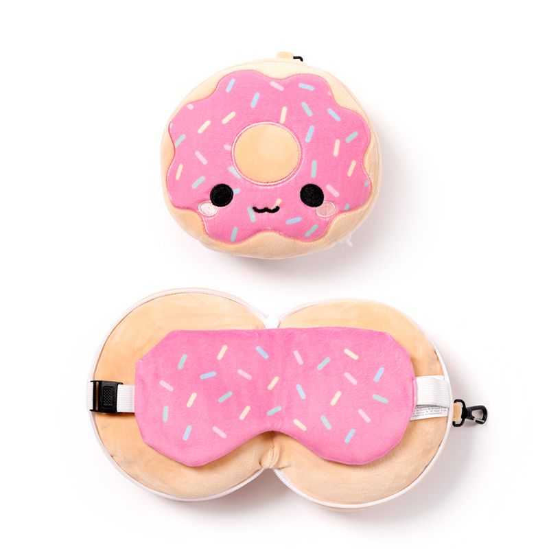 Eleanoras Relaxeazzz Adorasnacks Donut Plush Travel Pillow & Eye Mask Travel Pillows