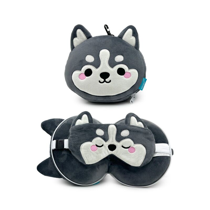 Luna the Husky Mountain Animal  Travel Pillow & Eye Mask