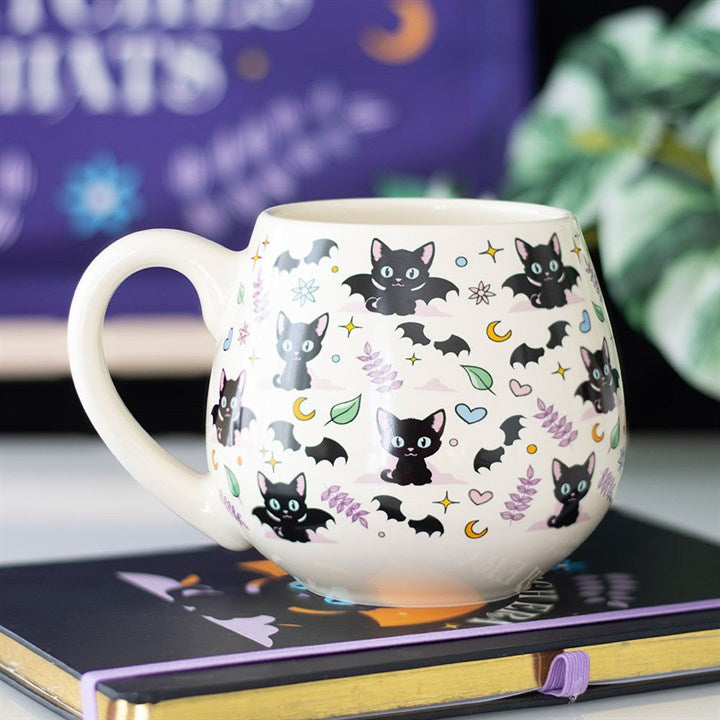 Eleanoras Cute and Creepy Cat Print Rounded Mug Mugs
