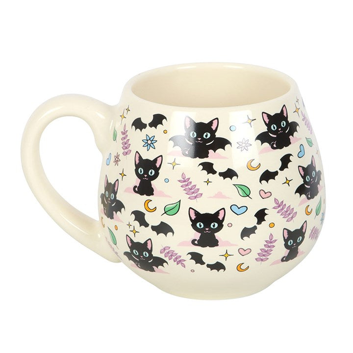 Eleanoras Cute and Creepy Cat Print Rounded Mug Mugs