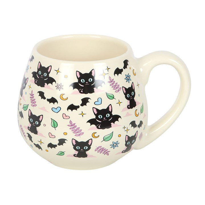 Eleanoras Cute and Creepy Cat Print Rounded Mug Mugs