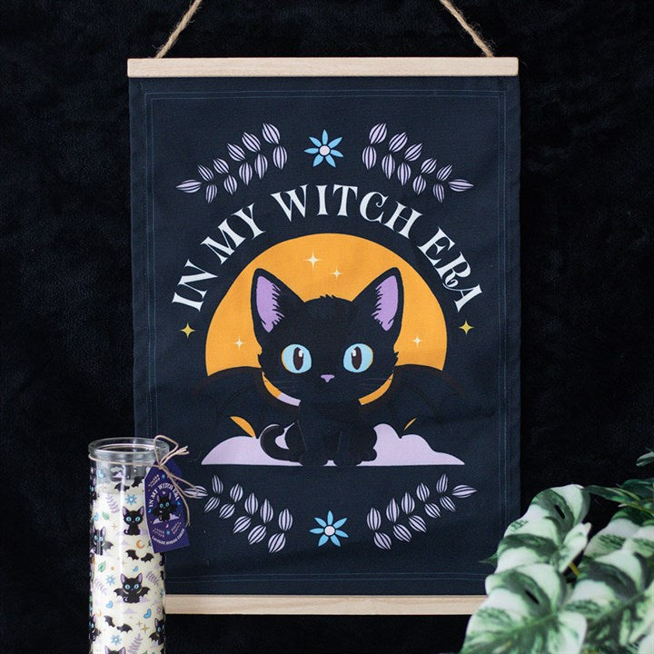Eleanoras In My Witch Era Bat Cat Fabric Wall Hanging 