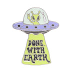 Glow in the Dark UFO Enamel Pin Badge