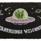 Black Earthlings Welcome Alien UFO Doormat