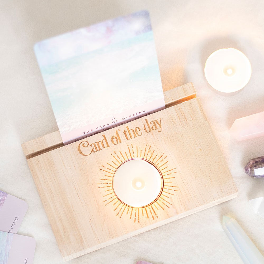 Card Of The Day Natural Tarot Card Stand Tealight Holder