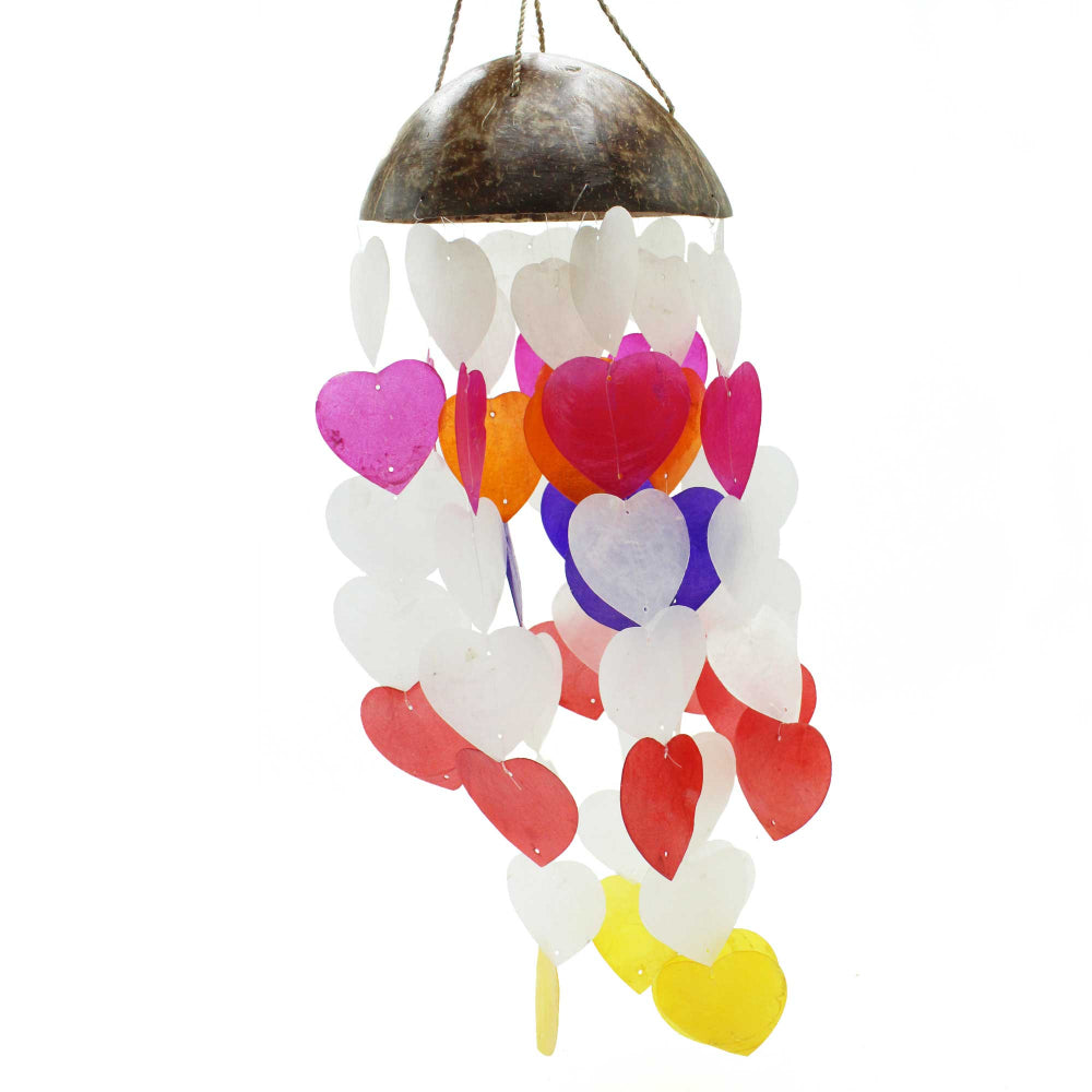 Eleanoras Big Hearts Coconut & Capiz Windchimes Windchimes