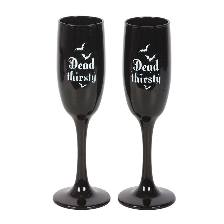 Eleanoras Set of 2 Dead Thirsty Champagne Flutes Glassware