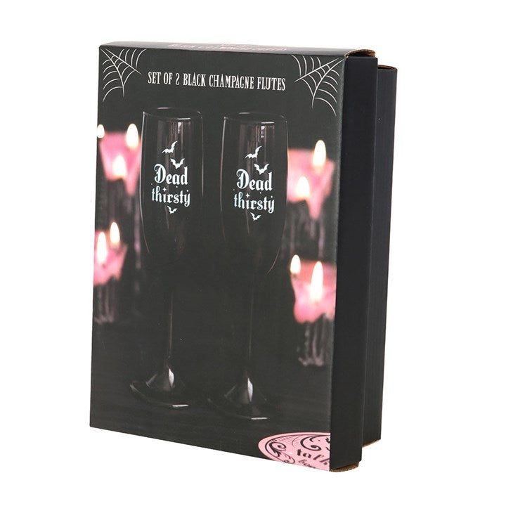 Eleanoras Set of 2 Dead Thirsty Champagne Flutes Glassware