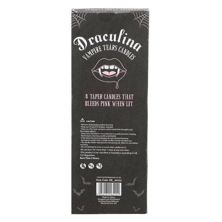 Eleanoras Set of 4 Pink Vampire Tears Taper Candles Candles