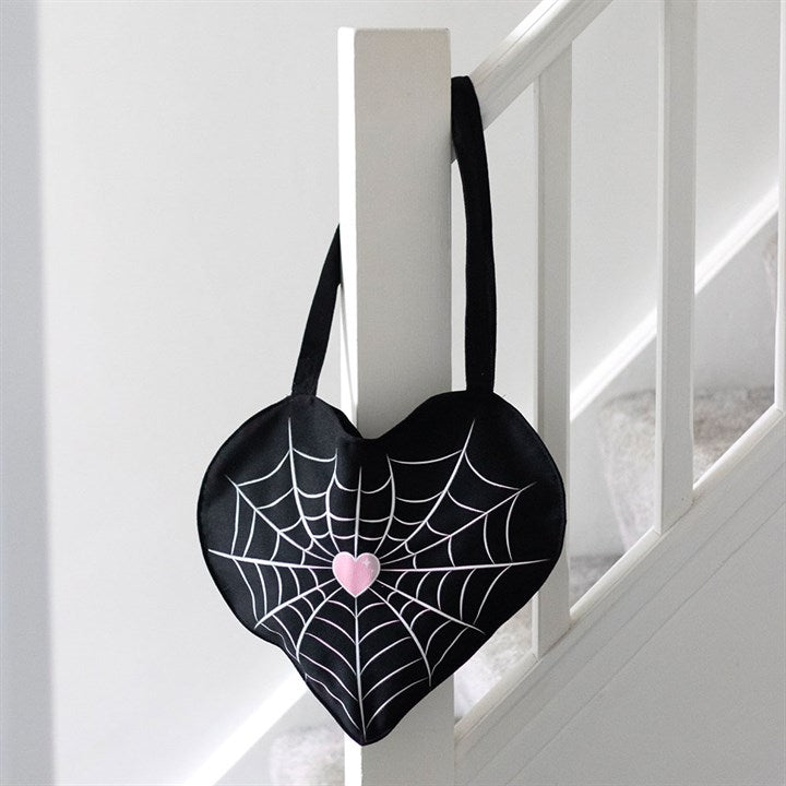 Eleanoras Spiderweb Heart Satin Tote Bag Totes & Shopping Bags