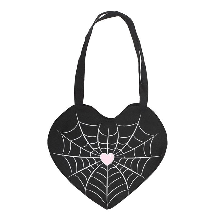Eleanoras Spiderweb Heart Satin Tote Bag Totes & Shopping Bags