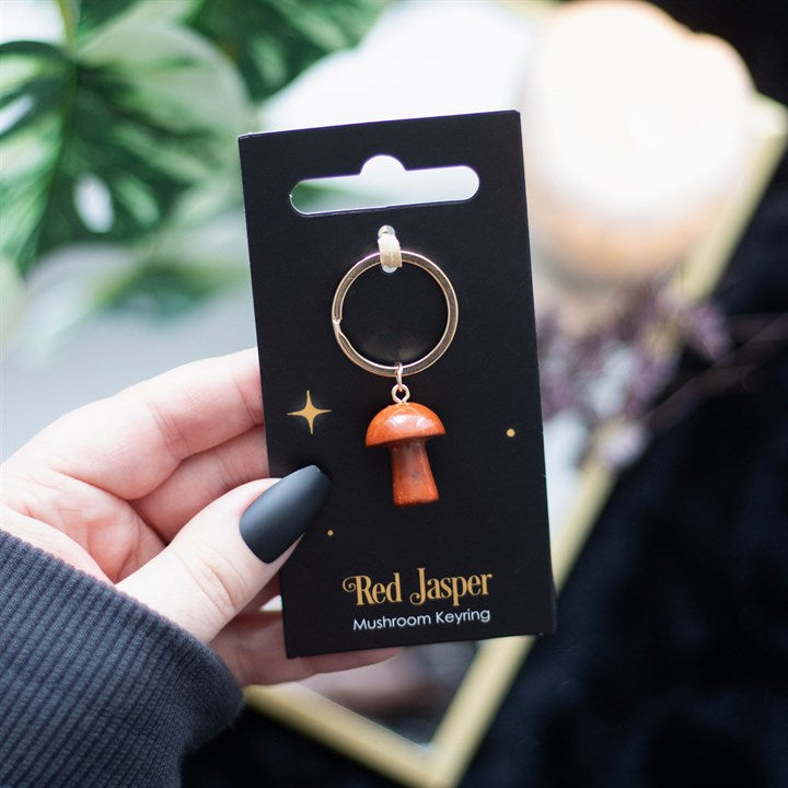 Eleanoras RED JASPER CRYSTAL MUSHROOM KEYRING Keyrings