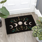 Dark Forest Moon Phase Black Doormat