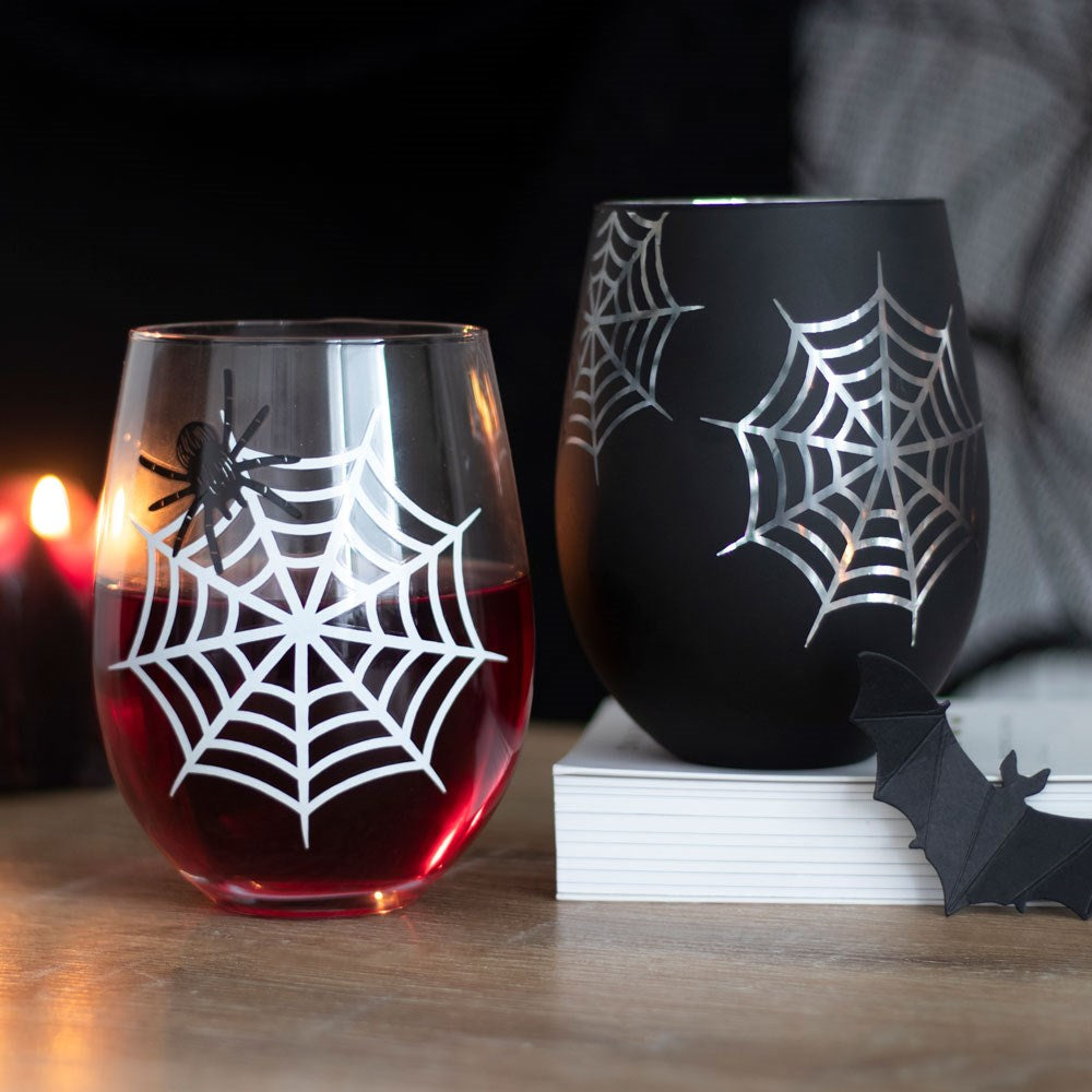 Eleanoras SET OF 2 SPIDER & WEB GLASSES Glassware