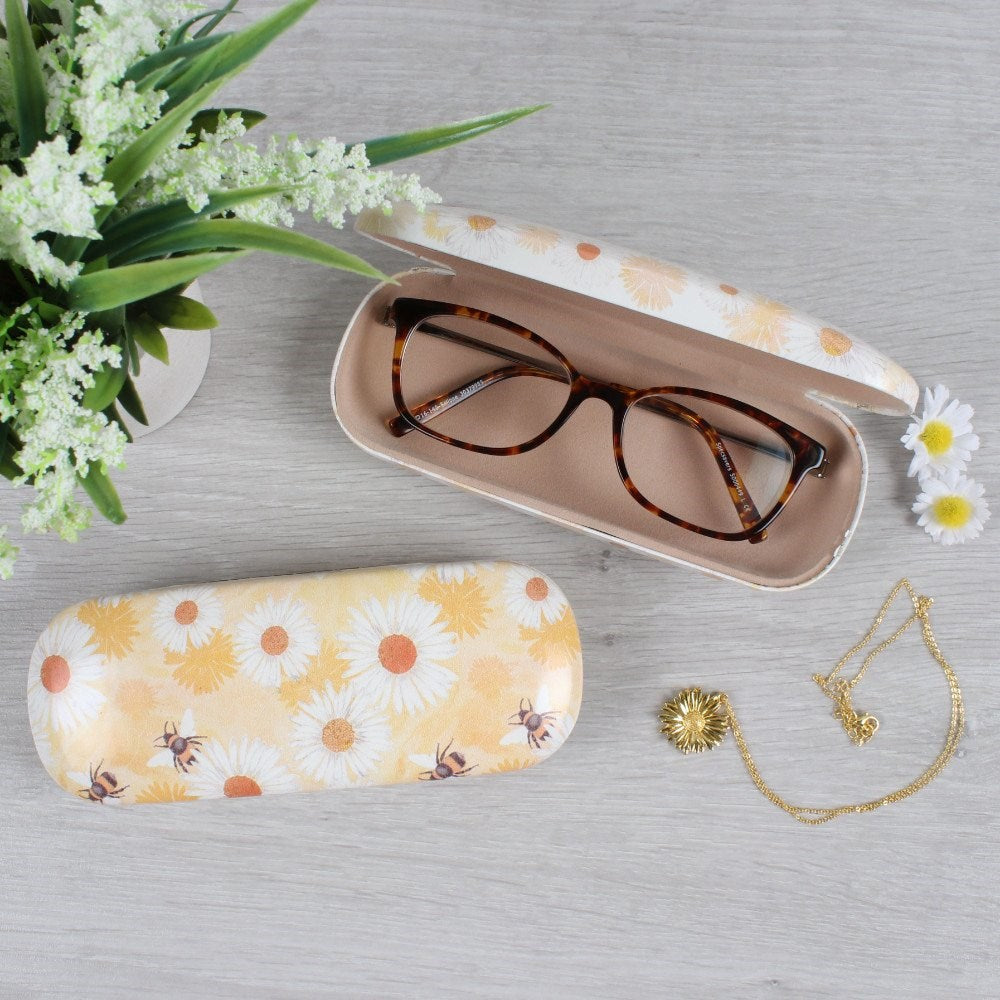 Yellow Daisy & Bee Glasses Case