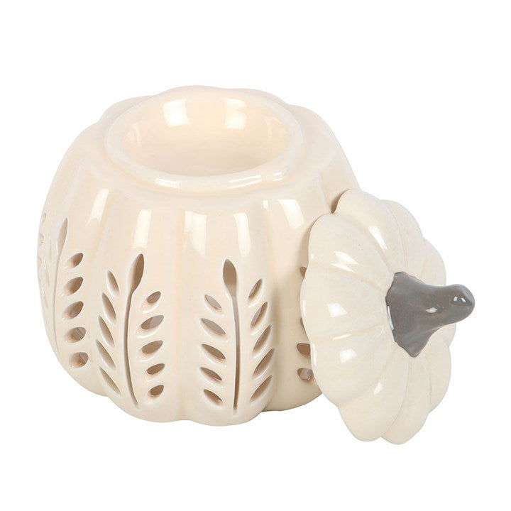 Eleanoras Cream Leaf Cut Out Pumpkin Oil Burner and Wax Warmer 