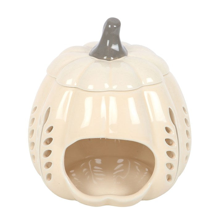 Eleanoras Cream Leaf Cut Out Pumpkin Oil Burner and Wax Warmer 