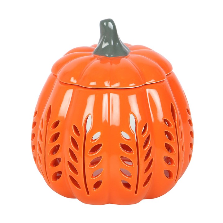Eleanoras Orange Leaf Cut Out Pumpkin Oil Burner and Wax Warmer 