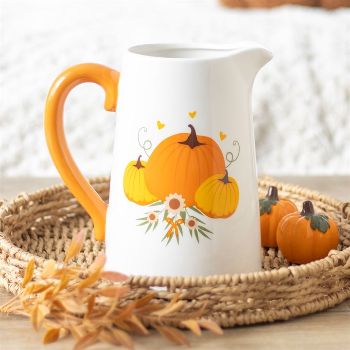 Eleanoras Autumn Pumpkin Ceramic Flower Jug Vases