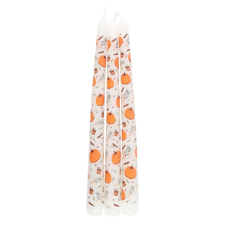 Eleanoras Set of 3 Pumpkin Taper Candles 