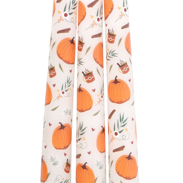 Eleanoras Set of 3 Pumpkin Taper Candles 