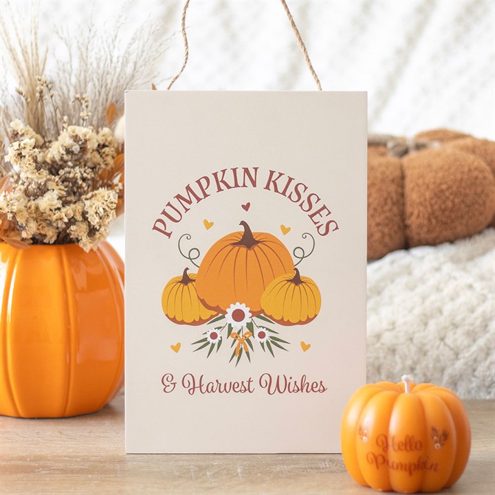 Eleanoras Pumpkin Kisses & Harvest Wishes Hanging Sign 