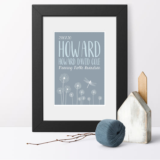 Eleanoras DANDELION NAME MEANING PERSONALISED NURSERY PRINT Kids Wall Art & Prints