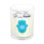 Hand of Hamsa White Rose Candle with Crystals