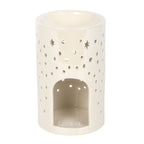 Iridescent White Moon Pillar Oil Burner and Wax Warmer
