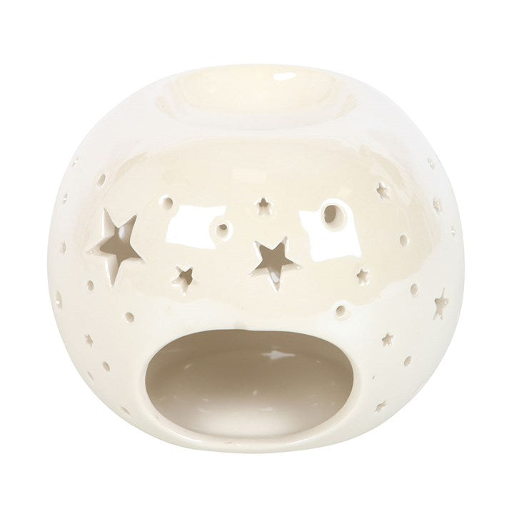 Eleanoras White Iridescent Star Oil Burner & Wax Warmer Oil Burners