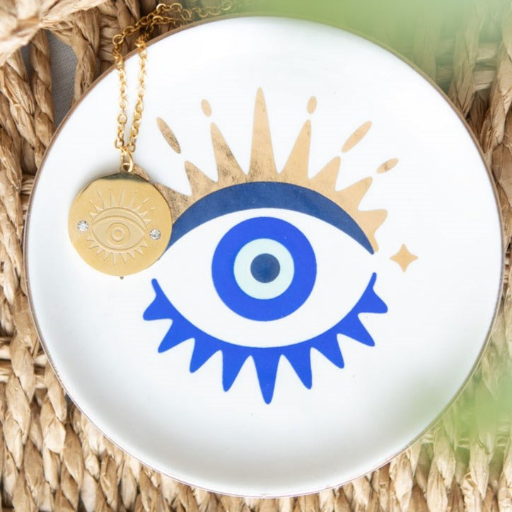 Eleanoras ALL SEEING  EYE NECKLACE & DISH SET 