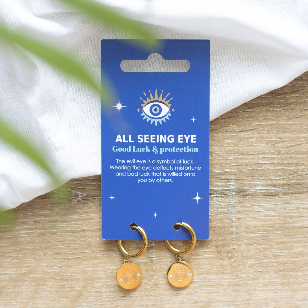 Eleanoras ALL SEEING EYE GOLD TONED EARRINGS Earrings