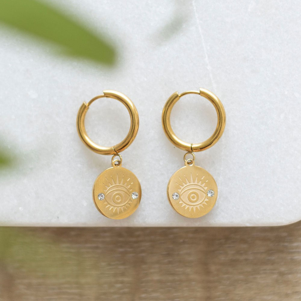 Eleanoras ALL SEEING EYE GOLD TONED EARRINGS Earrings