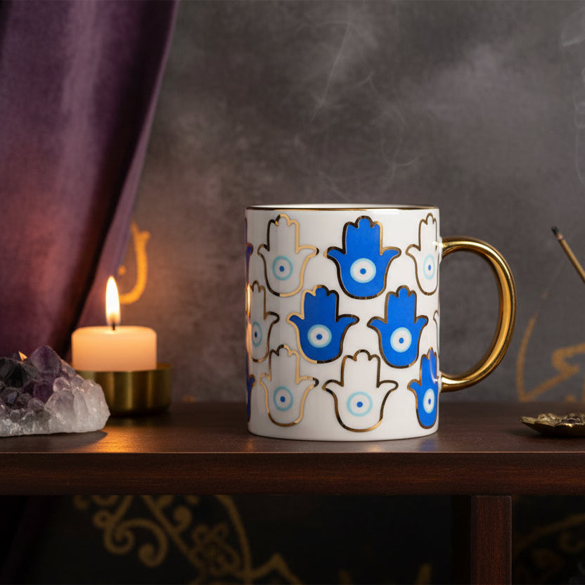 Evil Eye Hand Porcelain Mug